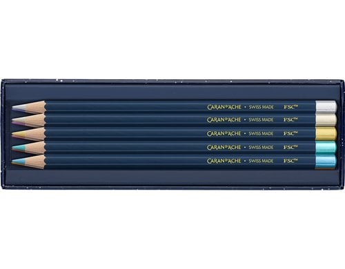 Caran d'Ache Farbset Cosmic Blue 10 Farbstifte metallic, 3mm, FSC