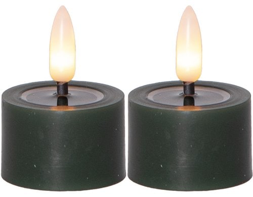 Star Trading LED Teelicht 2 Pack Flow Indoor, Grün, 5cm  Höhe, Timerfunktion
