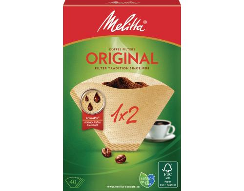 Melitta Filtertüte Original Gr.1x 2 40 Stück, ungebleicht/naturbraun