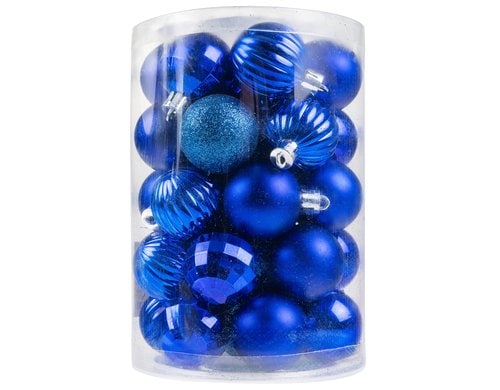 COCON, Weihnachtskugel 34 Stück, Royalblau Kunststoff, D: 4cm
