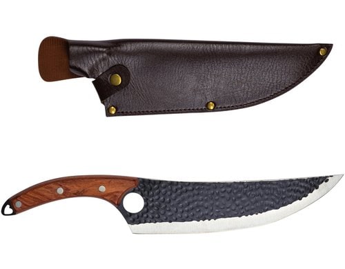 BBQ-Messer L mit Holzgriff inkl. Leder-Etui, 36cm