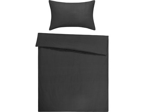 Flair, Bettwäschegarnitur Seersucker Anthra 160x210 cm + 50x70 cm, 100 % BW