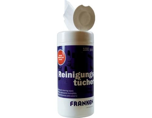 FRANKEN Reinigungstuch in der Spenderdose für Whiteboards, 100 Stk