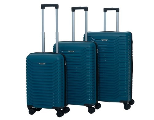 KOOR, Reisekofferset Manila 3-teilig, Petro 3-er Set, PP, TSA Lock, petrol