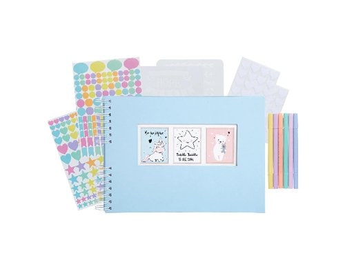 Exacompta, Scrap-Addict Set, Pastellblau Album, Sticker, Marker etc.