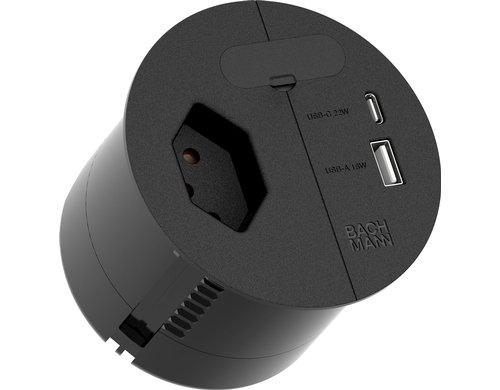 BM LOOP IN CHARGE A/C  22W, 0,2m, schwarz 80mm,1xT13,1xUSB, Insta.steckverbinder