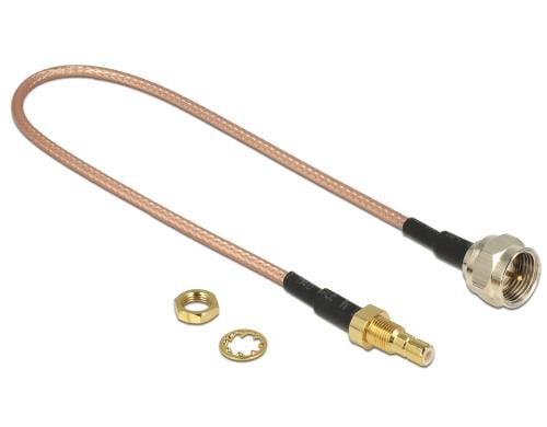 Delock F-Stecker- SMB Buchse Adapterkabel 25cm, 50Ohm Kabeltyp: RG-316, zum Einbau