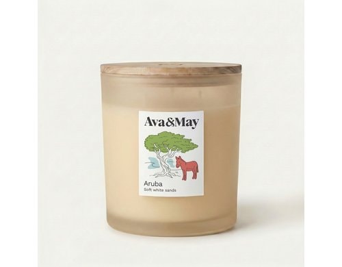 AVA & MAY Duftkerze Aruba, 550 gr Brenndauer 70h, 100% pflanzlicher Wachs