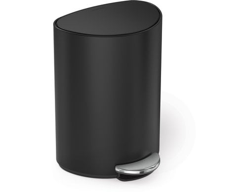 Simplehuman Abfalleimer, Schwarz matt 6 Liter, Edelstahl, 28x20x37 cm