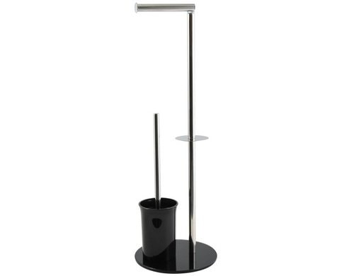 MSV Toilettengarnitur schwarz, Edelstahl/Glas