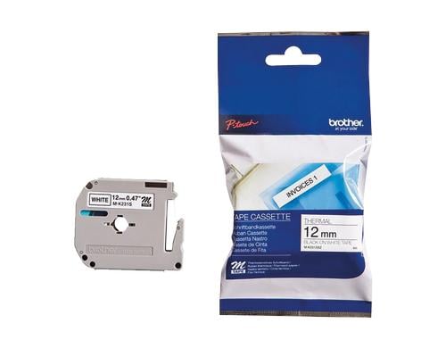 Brother P-Touch Schriftb M, 12 mm Band weiss, Schrift schwarz, Länge 4 m