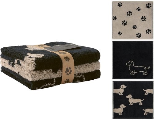 Cawö Seiflappen WE Love Dogs Mix (3er Pack), 30x30, Schwarz