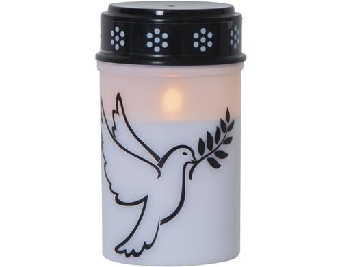 Star Trading LED Grablicht Dove Weiss exkl. Batterie 2xC, H 12.5cm, Timer 6/18h