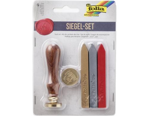 Folia Stempel mit Siegelwachs Holzstempel mit 2 Stempelkissen
