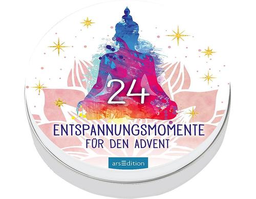 Ars Edition Adventskalender Entspannung Metalldose mit 24 runden Karten