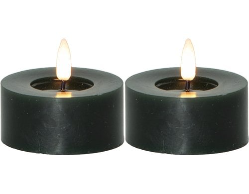 Star Trading LED Teelicht 2 Pack Flow Indoor, Grün, 5.5cm Höhe, Timerfunktion