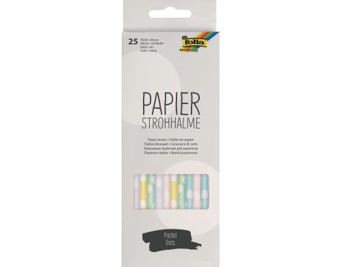 Folia Strohhalm aus Papier Pastel Dots 25 Stück, 19,7cm, Ø6mm