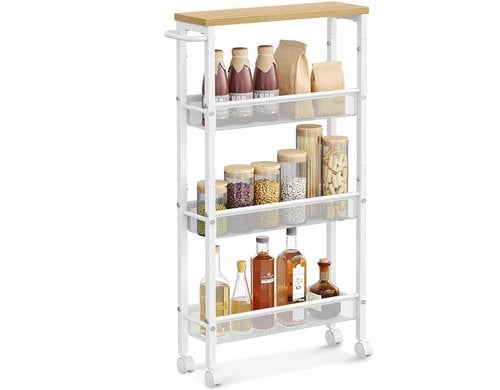 relaxdays Nischenwagen mit 4 Ebenen 13 cm, Weiss