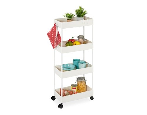 relaxdays Rollwagen 4 Ebenen, Weiss