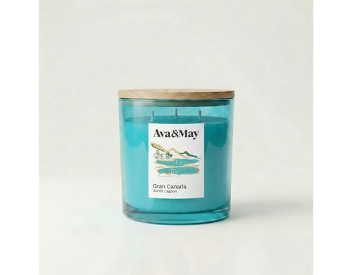 AVA & MAY Duftkerze Gran Canaria, 410 gr Brenndauer 62h, 100% pflanzlicher Wachs
