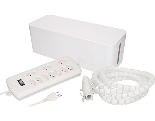 Max Hauri Kabelbox inkl. Steckerleiste 7xT13, 2m Kabel mit Schalter, 400x138x155mm