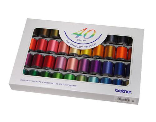 Brother Zubehör Stickfäden Set mit 40 Farben Hochglanzgarn (ETS40)
