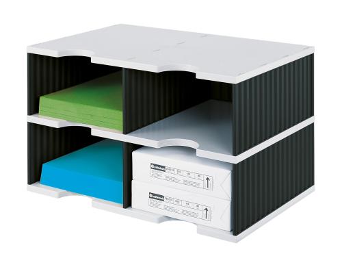 Styrodoc duo Jumbo Standard-Einheit 4 Fächer, hellgrau,schwarz