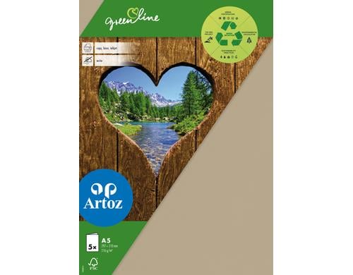 Artoz Karten Green Line A5 216 gm2, kraft, 5 Stück