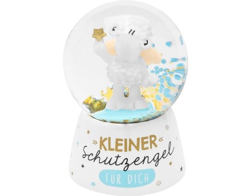 Sheepworld Schneekugel Schutzengel 6.5 cm, mit Glitter blau, Polyresin