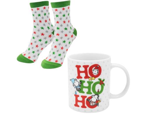 Sheepworld Tasse-Socken-Set Ho Ho Ho Grösse 36 - 40, waschbar (40 Grad)