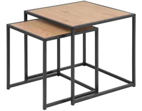 AC Design Couchtisch Seaford 2er Set Melamin/Stahl, 50/40cm, Schwarz