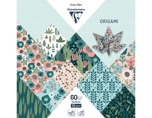 Clairefontaine Papier Origami Herbarium 70g/m2, 60 Blatt, 15 x 15 cm, assortiert