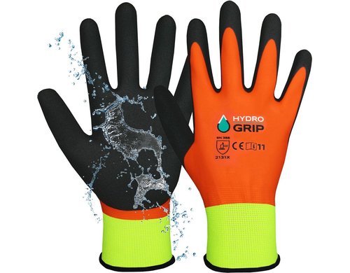 ACE HydroGrip Arbeitshandschuhe 2 Paar 09/l Wasserfest, Profi Handschuhe, Doppel Grip