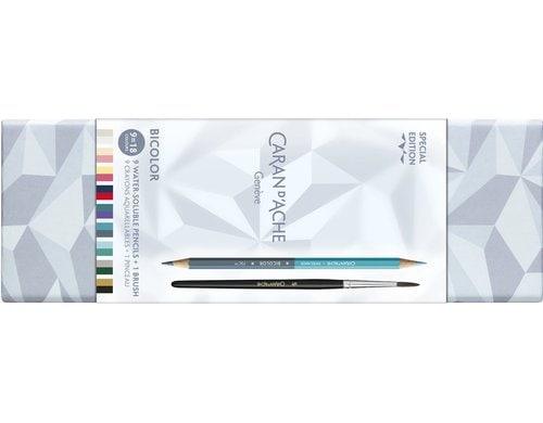 Caran d'Ache Farbset Alpine Frost 9 Bicolor-Farbstifte 2.8mm + 1 Pinsel Nr5