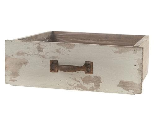 CHALET Schublade Antik Deko grau/weiss Fichte aus China, Grösse: 24x22x8cm