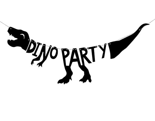 Partydeco Girlande Dino Party schwarz, 20 x 90 cm