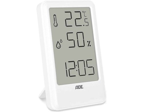 ADE Wetterstation Thermo-Hygrometer, Weiss versch. Anzeigen, 7x11x1.5 cm, Kunststoff