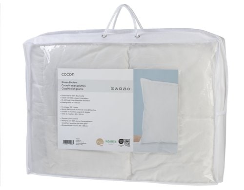 COCON Kissen Federn 65x100 cm Weiss, 100% Federn, Füllung 1300g