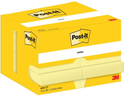 3M Post-it Haftnotizen, gelb 12 Blocks à 100 Blatt, 76 x 51mm
