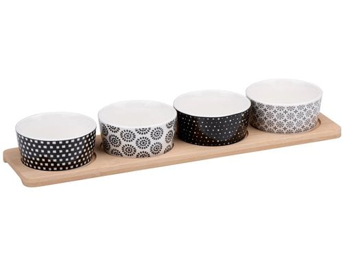 Alpina Tapas-Set, 5-teilig 38x10x5.2 cm, Bambus, Porzellan