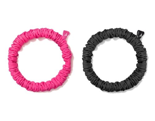 Thin Hair Scrunchies Black & Lucid Pink