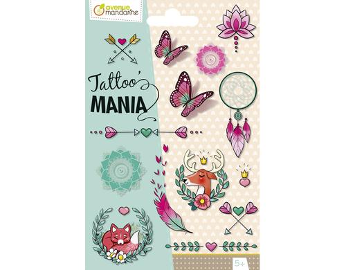 Avenue Mandarine Tattoo Mania Bohême 1 Bogen mit 15 Tattoos