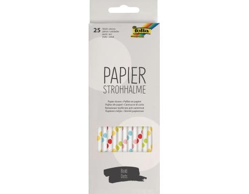 Folia Strohhalm aus Papier Bold Dots 25 Stück, 19,7cm, Ø6mm