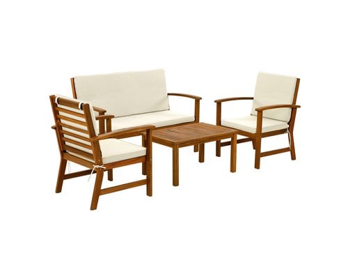 COCON Lounge Set Lausanne 4er Set, weiss, Akazienholz FSC
