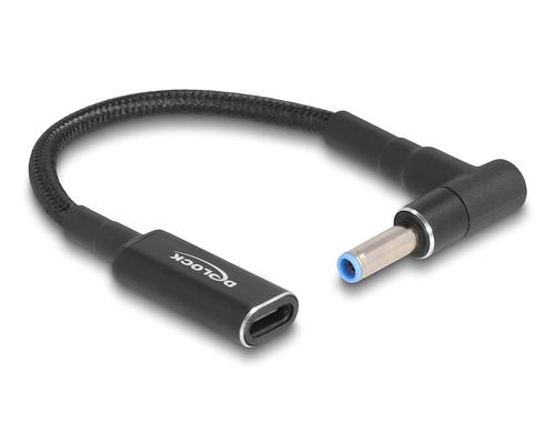 Delock Ladekabel USB-C zu HP 4,5x3mm Buchse zu Stecker, 90° gewinkelt, 15cm