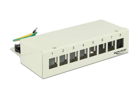 8-Port Desktop Patchpanel,  Hutschienenkit grau, für 8 Keystone Module