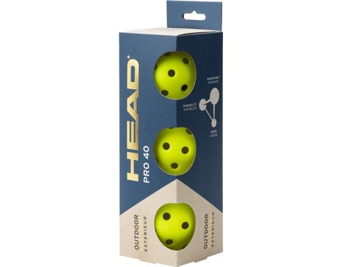 HEAD Pickleball Pro 40 3er-Pack Outdoor, gelb