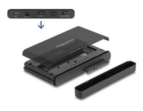 Delock USB-C Konverter für 1x M.2 NVMe SSD +1x SATA SSD/HDD mit Klon Funktion