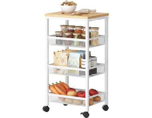 relaxdays Nischenwagen mit 4 Ebenen 22 cm, Weiss