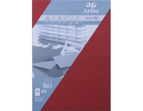 Artoz Blankokarte 1001 A5 220gm2 Weinrot, 5 Blatt